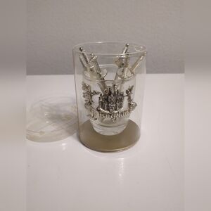 Vintage Disneyland Shot Glass Mickey Mouse Tinker Bell  Sword Toothpicks  (READ)